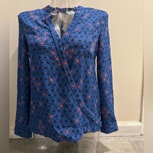 Maeve Blue Blouse with Floral Accents